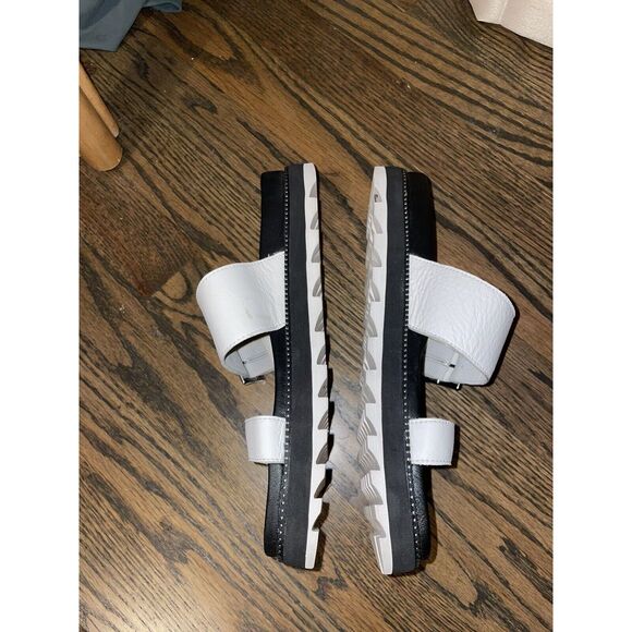 Sorel Roaming Slide Sandals Leather Buckles Sea Salt White Women’s 8 Flatform - Picture 7 of 10